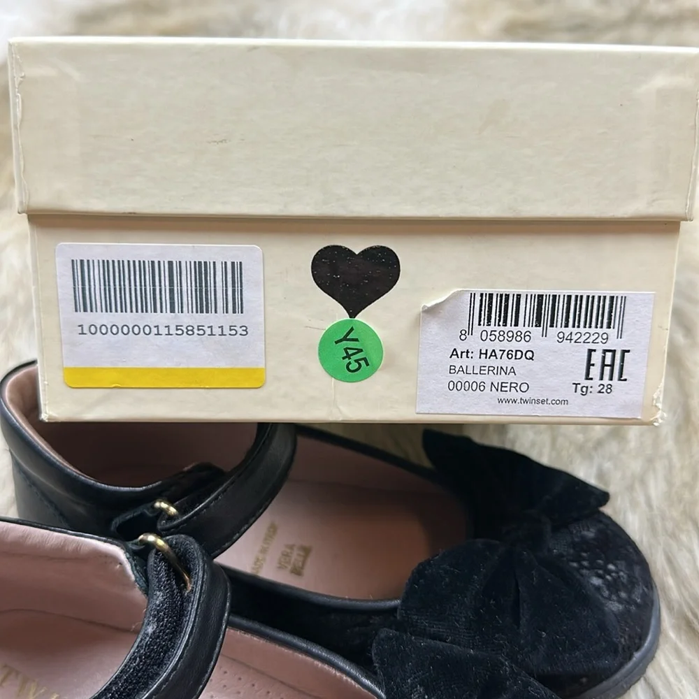 Size 28 Twin-Set Black Kids Dress Shoes with Bow